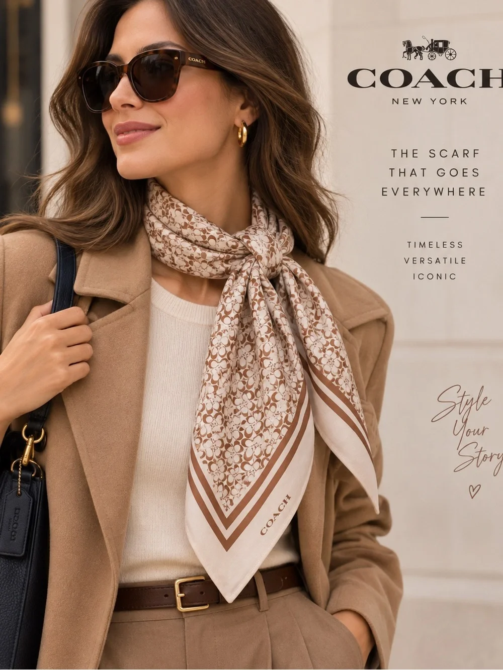 Coach Cream Coach Pattern Scarf